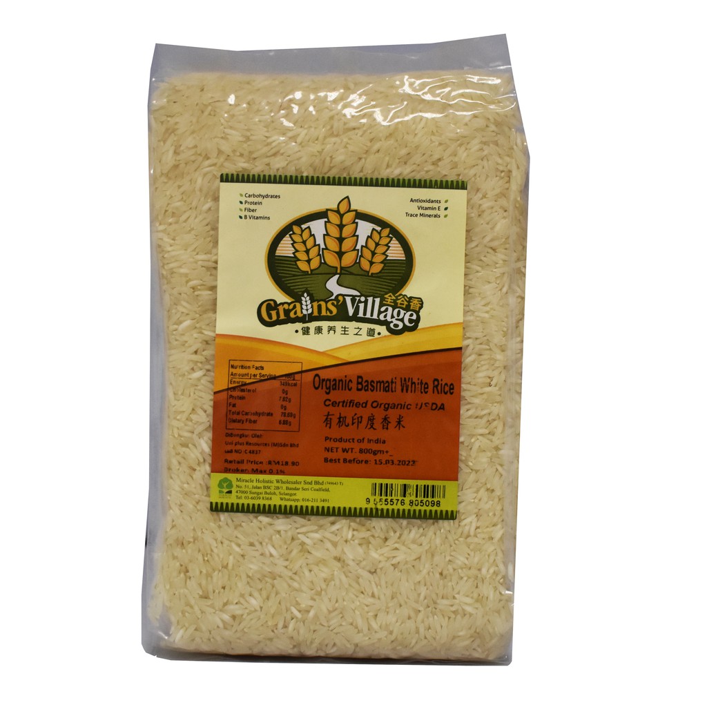 MIRACLE HOLISTIC ORG BASMATI WHITE RICE 800G